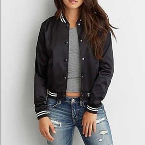 American Eagle Black Bomber Jacket